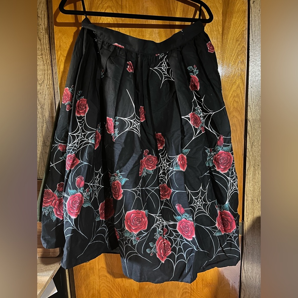 Hell Bunny Black and Red Rose pinup Skirt